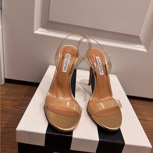 Aquazzura Metallic Gold Mesh Slingback Heels